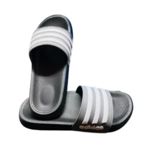 Men's casual slides - White line gray