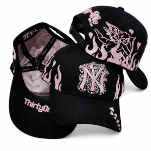 ThirtyOne “NY Flame” Rhinestone Baseball Cap – Black & Pink Edition
