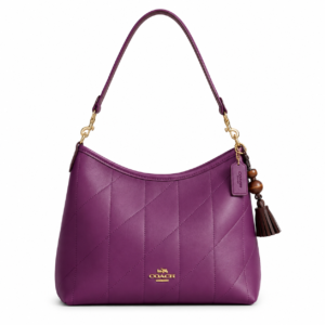 Coach Purple Quilted Leather Shoulder Bag with Gold Hardware