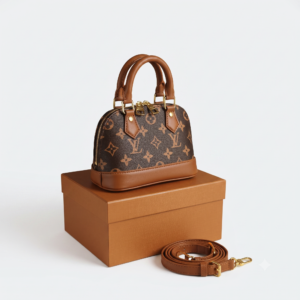 Luxury Monogram Mini Dome Handbag with Crossbody Strap – Classic Brown