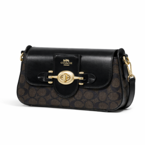 Coach Signature Canvas & Leather Crossbody Bag – Black & Brown