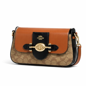 Coach Turnlock Tab Messenger – Signature Canvas Tan & Black