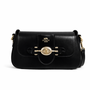 Coach Turnlock Flap Shoulder Bag – Black Leather