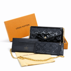 Louis Vuitton Monogram Vernis Pochette Félicie Wallet Set – Glossy Black