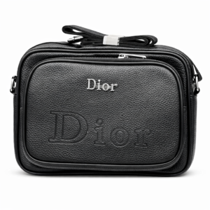 Dior black textured leather shoulder bag with silver logo