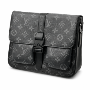 Louis Vuitton black monogram shoulder bag with buckle strap