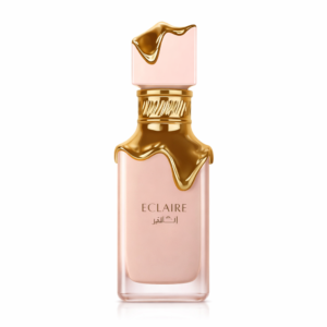Lattafa Eclaire Perfume Bottle – Gold and Pink Design