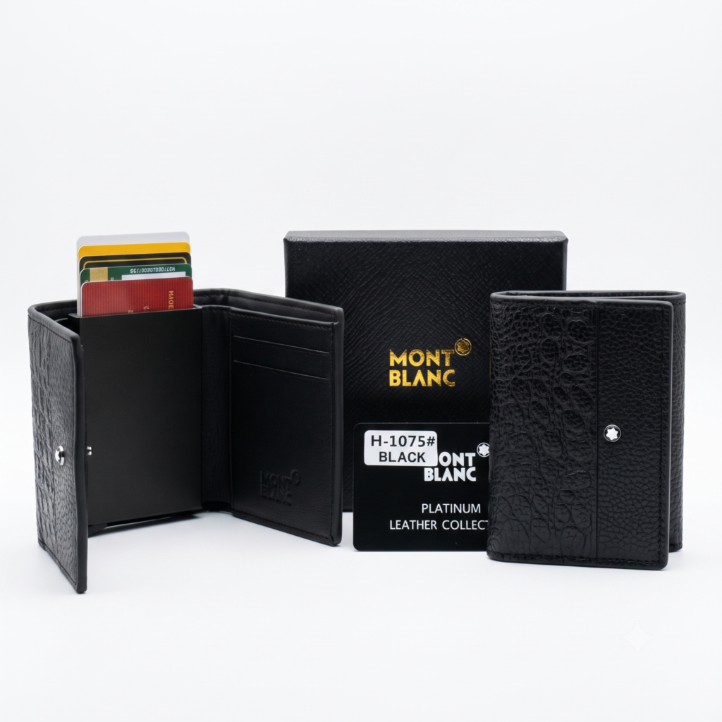 Montblanc Platinum Leather Card Holder Wallet Set