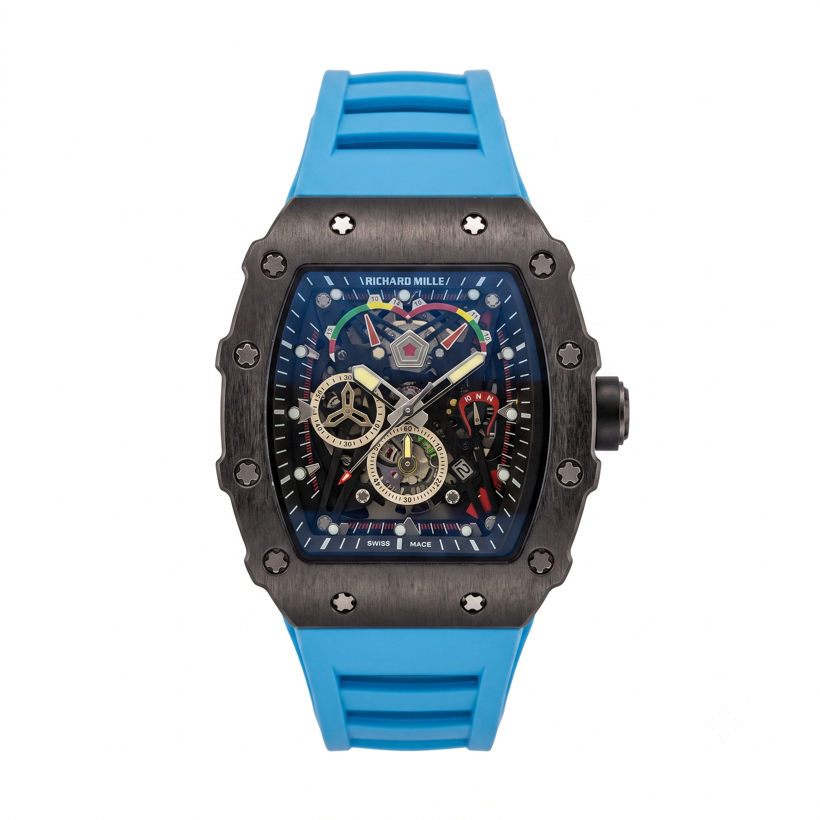 Richard Mille Skeleton Dial Watch with Blue Strap