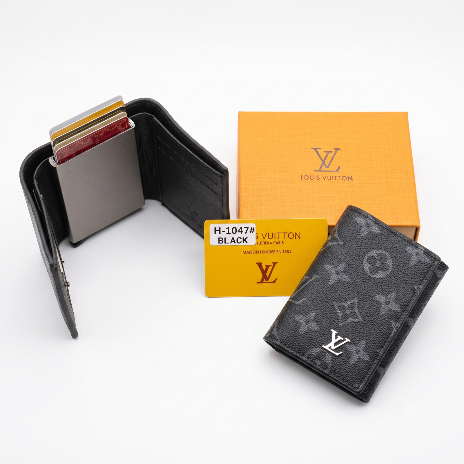 Black Monogram Wallet & Cardholder Gift Set
